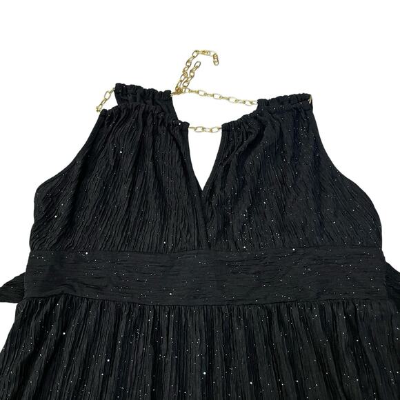 Cider Glitter Sequin Jumpsuit 3XL Wide Leg Chain Halter Strap Party Crinkle - Picture 2 of 9